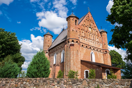 Old 15th century St. Michael fortified church in Synkovichi village, Grodno region, Belarus.の写真素材