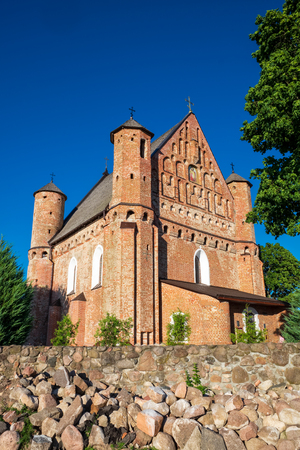 Old 15th century St. Michael fortified church in Synkovichi village, Grodno region. Belarusの写真素材