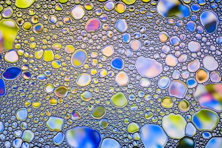 Multicolor water oil bubble macro abstractの写真素材