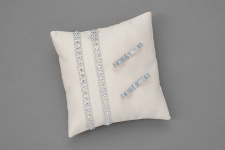Beige Wedding Pillow for Rings.の写真素材