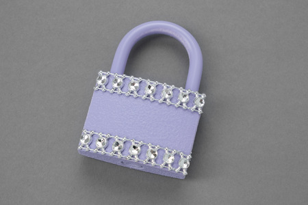 Purple wedding Padlock decorated with rhinestones.
