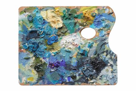 Artists palette isolated on white. Top view.の写真素材