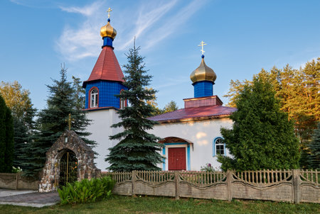 Old ancient church of the Transfiguration of the Lord, Zanaroch village, Minsk region, Myadel district, Belarus.の写真素材