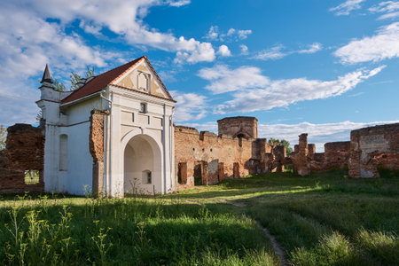 Old ancient Gate of ruins of the old Carthusian monastery 1648-1666 years in Beryoza city, Brest region, Belarus.の写真素材
