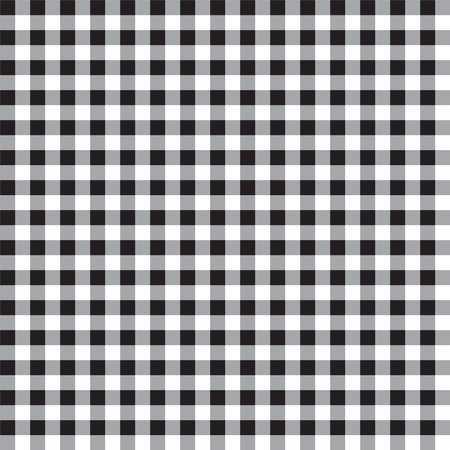 Plain Black White Grey BW Gingham Scott Tartan Plaid Buffalo Check Tile Stripe Seamless Patterns Background Vector Illustration Tablecloth, Picnic mat Wrap paperのイラスト素材