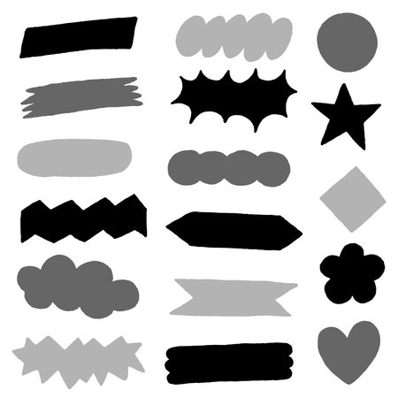 Sticky Note Washi Tape  Word Speech Comic Bubble Torn Doodle Flat Paper Sticker Shadow Magnet Japanese Paper Colorful Abstract Form Pattern Scrapbook Neon Vector Card set Black Illustrationのイラスト素材