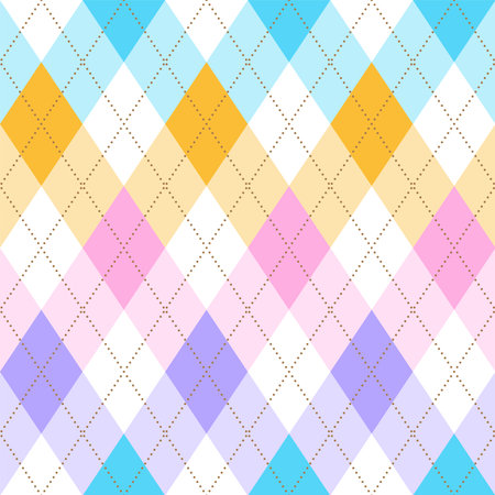 Diamond Square Argyle Diagonal Dash Line Color Blue Pink Orange Purple Abstract Shape Element Gingham Checkered Pattern Illustration Wrapping Paper, Picnic Mat, Tablecloth, Fabric Backgroundのイラスト素材