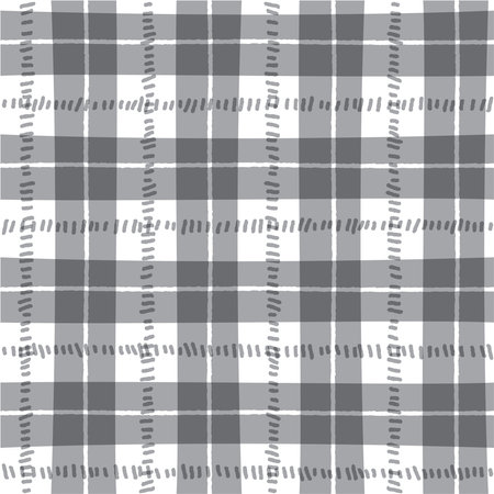 Black White Grey Cute Line Stripe Striped Plaid Checkered Scott Tartan Gingham Bright Color Colorful Summer Cartoon Vector Seamless Pattern Textile Fabric Print Backgroundのイラスト素材