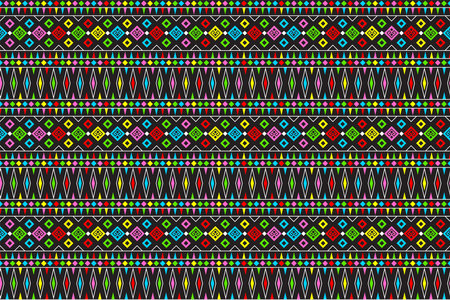 Abstract cute color geometric tribal ethnic ikat folklore argyle oriental native pattern traditional design for background,carpet,wallpaper,clothing,fabric,wrapping,print,batik,folk,knit,stripe vectorのイラスト素材