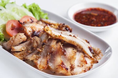 Charcoal-boiled pork neck and spicy sauce の写真素材
