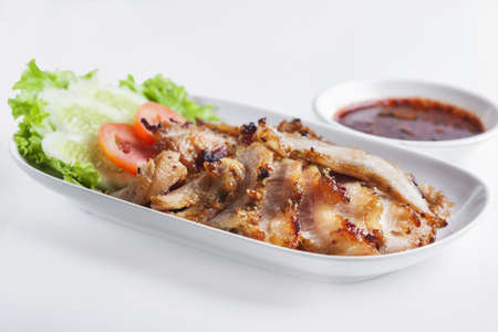 Charcoal-boiled pork neck and spicy sauce の写真素材