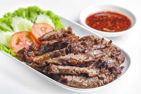 Charcoal-boiled meat and spicy sauce の写真素材