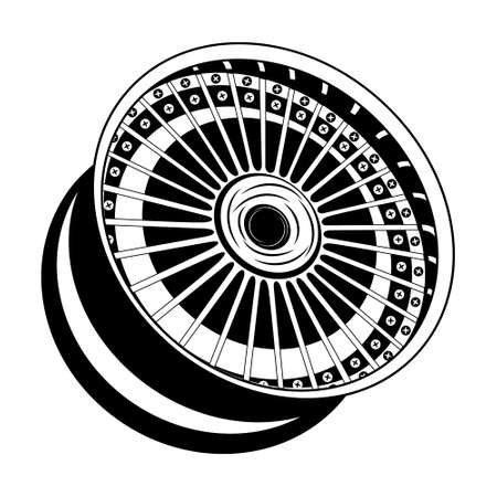 Isolated monochrome car wheel rim vector imageのイラスト素材