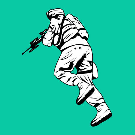 Us army usa soldire milirary poeple man vector image black and white.のイラスト素材