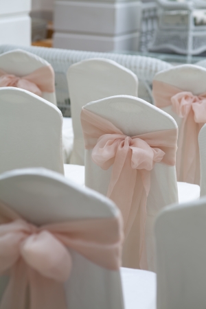 wedding chairs elegantly decoratedの写真素材