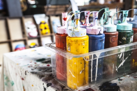 Colorful paints bottlesの写真素材