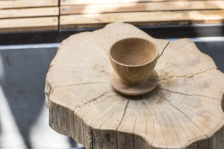 Wooden tea cupの写真素材