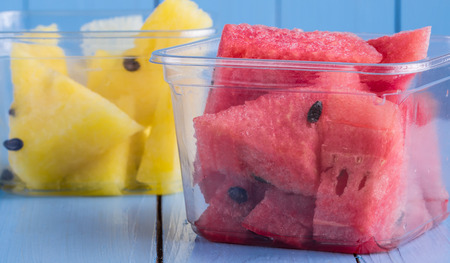 yellow and red watermelonの写真素材