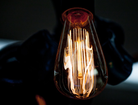 vintage glowing light bulbsの写真素材