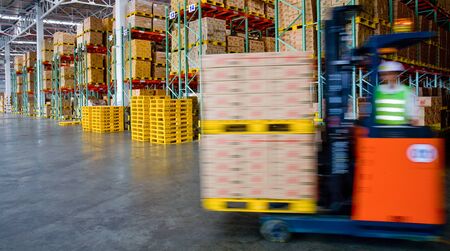 folk lift truck in factoryのeditorial素材