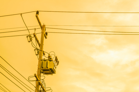 Utility pole  with sky backgroundの写真素材