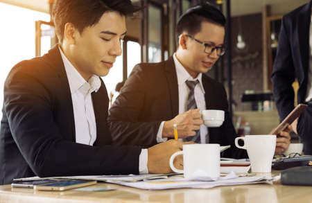 Business meeting partner working at office about marketing,corporate,plan,project for startup group ideasの写真素材