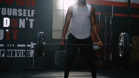 Athlete Sportman Workout Weight Training Exercise in Fitness Gym Healthy Lifestyle bodybuilding, Athlete doing Deadlift with barbell for builder muscles sportive.の写真素材