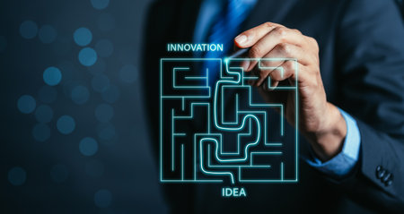 Businessman drawing line for idea creative to innovation in future idea thinking new business and technology concept.の写真素材