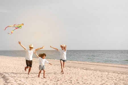 Happy Family with car travel road trip. summer vacation in car in the sunset, Dad, mom and daughter happy traveling enjoy together driving in holidays, people lifestyle ride by automobile.の写真素材