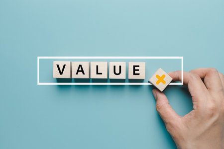 Business hand picking value added download progress and profit to benefit growth and development in businessの写真素材