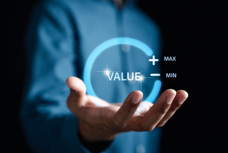 Business holding value download progress and profit to benefit growth and development in businessの写真素材