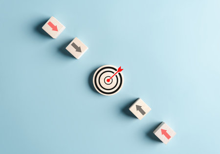 Dartboard with arrow of Aiming target of business for planning business objective target to...