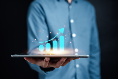 Businessman showing business chart growth target planning development leadership and customer target...