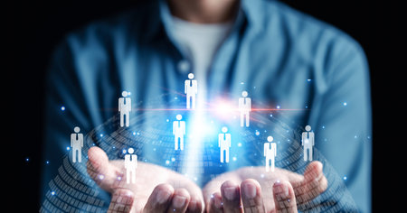 Selective new career, recruitment, effective organizational structure, training, hiring, performance. Customer Relationship Management, Executives select Human Resource Network, HRの写真素材