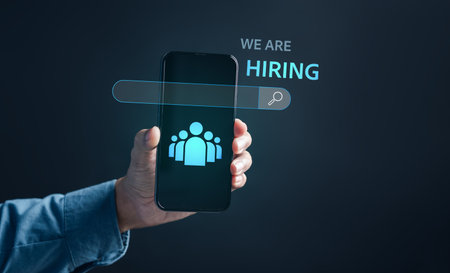 HR or Hiring Human Resources. Selective new career recruitment sites. recruiting with online technology. unemployment finding job search for resume register job interview, find your career.の写真素材
