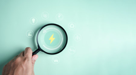 Magnifier focus to CO2 reduction icon on global earth decrease CO2 or carbon dioxide emission, carbon footprint and carbon credit to limit global from climate change, Earth for develop green energyの写真素材