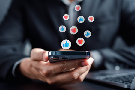 Social media and digital online, Man using smart phone with Social media. concept of living on vacation and playing social media. online marketing, technology network data link tech connection global.の写真素材