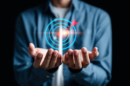 Businessman showing business target planning development leadership and customer target group, investment growth and success development, achivement, goal, strategy, finance concept.の写真素材