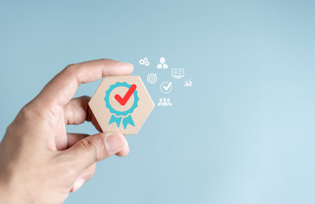 Guarantee Approvement , business checking quality assurance QA or QC management, certification Standardization, certification. Compliance to regulations service and standards.の写真素材