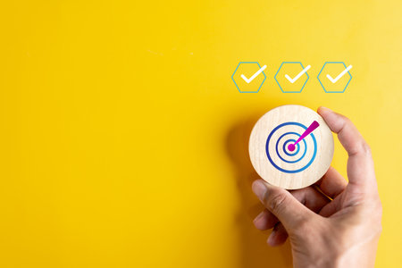 Checklist Quality management with Quality Assurance or QA and Quality Control or QC and improvement. Standardization, certification. Compliance to regulations service and standards.の写真素材