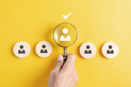 Selective new career recruitment sites. recruiting with online technology. unemployment finding job search best businessperson for resume register job interview.の写真素材