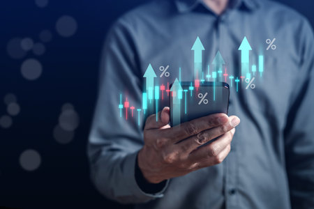 Businessman with chart value up. finance and investment concept, Capital gain world money economic...