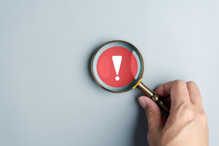 System warning error caution sign and maintenance showing. cyber attack on online network error system. Cybersecurity vulnerability, data breach, illegal connection, compromised information.の写真素材