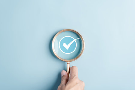 Checklist business target marketing planning with quality management, Quality Assurance and improvement. Standardization, certification. Compliance to regulations service and standards.の写真素材