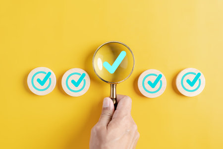 Checklist data analyst target marketing planning assignment with quality management, Quality Assurance and improvement. Standardization, certification. Compliance to regulations service and standards.の写真素材