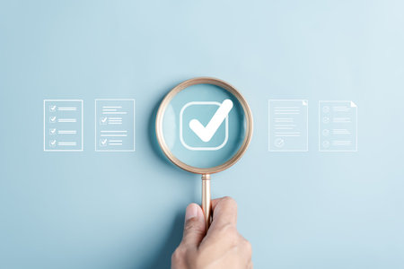 Checklist data analyst target marketing planning assignment with quality management, Quality Assurance and improvement. Standardization, certification. Compliance to regulations service and standards.の写真素材