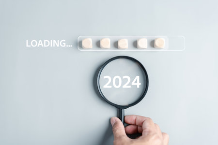Loading progress from 2023 to 2024 to countdown merry christmas and happy new year, Planning and challenge strategy in new year 2024 Concept.の写真素材