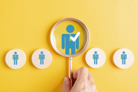 HR or Hiring Human Resources. Selective new career recruitment sites. recruiting with online technology. unemployment finding job search for resume register job interview, Searching human join team.の写真素材