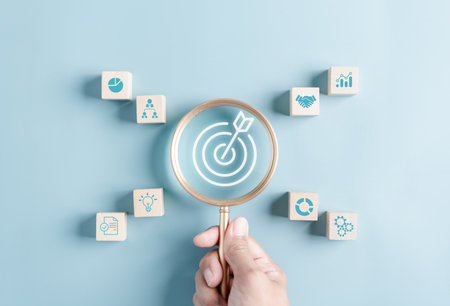 Businessman business target planning customer target group, investment growth and success development, achievement, goal, strategy, finance concept.の写真素材
