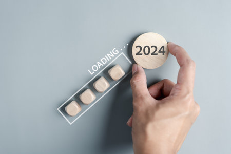 Loading progress from 2023 to 2024 to countdown merry christmas and happy new year, Planning and challenge strategy in new year 2024 Concept.の写真素材